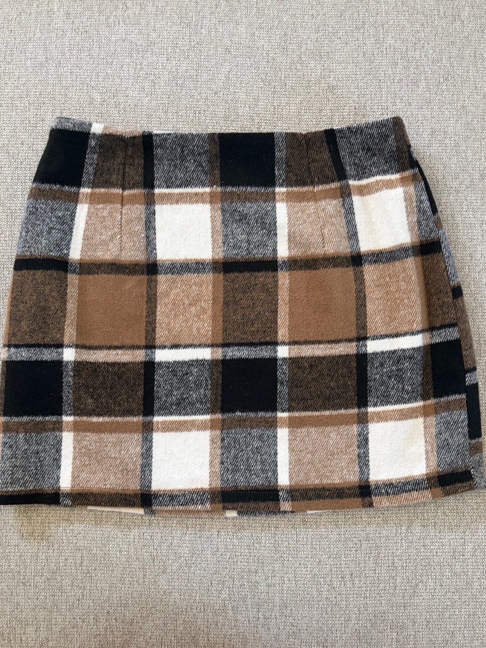 IDEALSANXUN Brown Plaid Wool Blend Mini Skirt - Size Medium